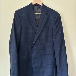 Ted Baker Wool Navy Checkered Blazer